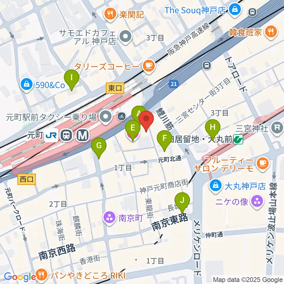 りずむぼっくす神戸元町店周辺のホテル一覧地図