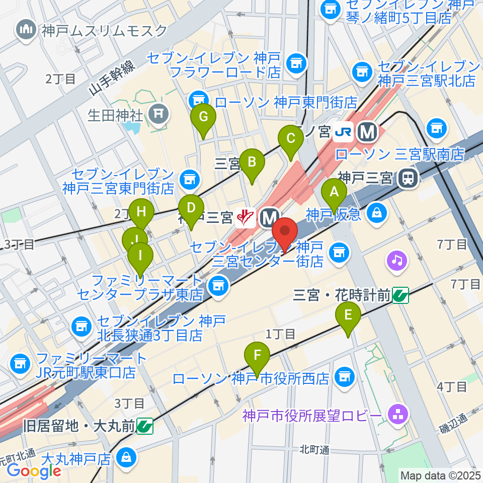 りずむぼっくす三宮ウエスト店周辺のホテル一覧地図