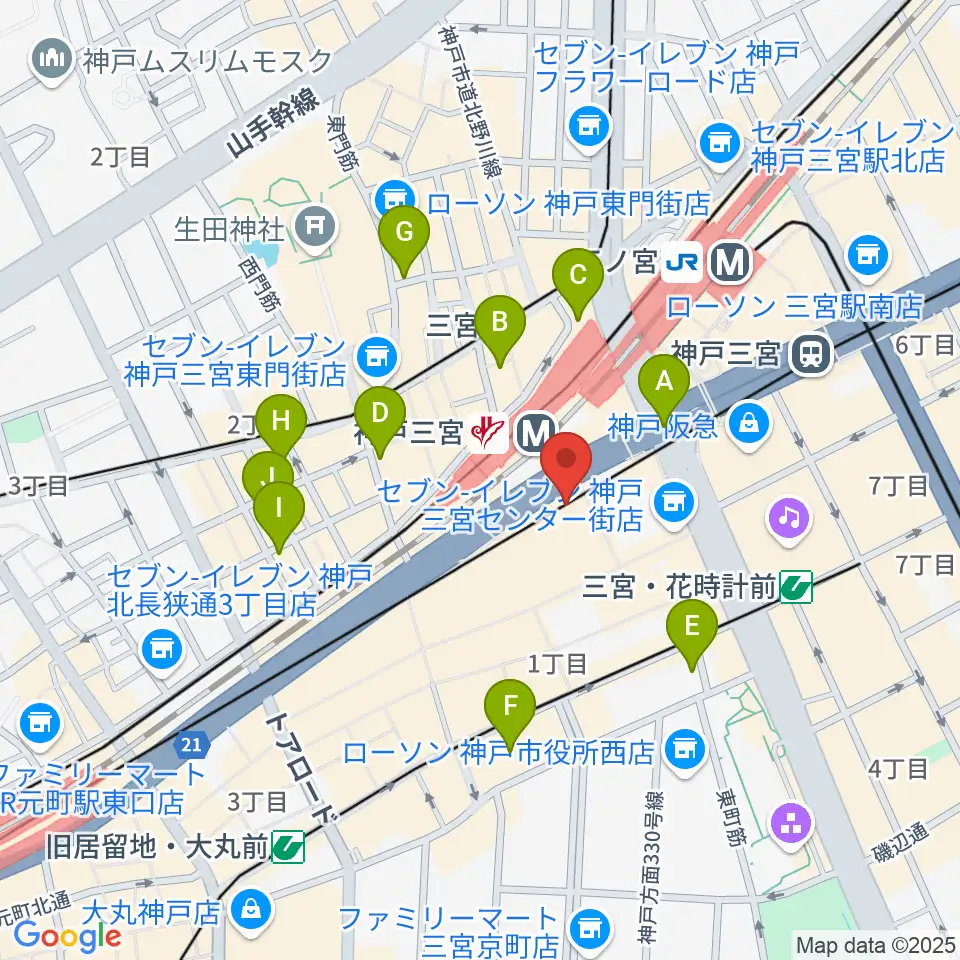 りずむぼっくす三宮ウエスト店周辺のホテル一覧地図