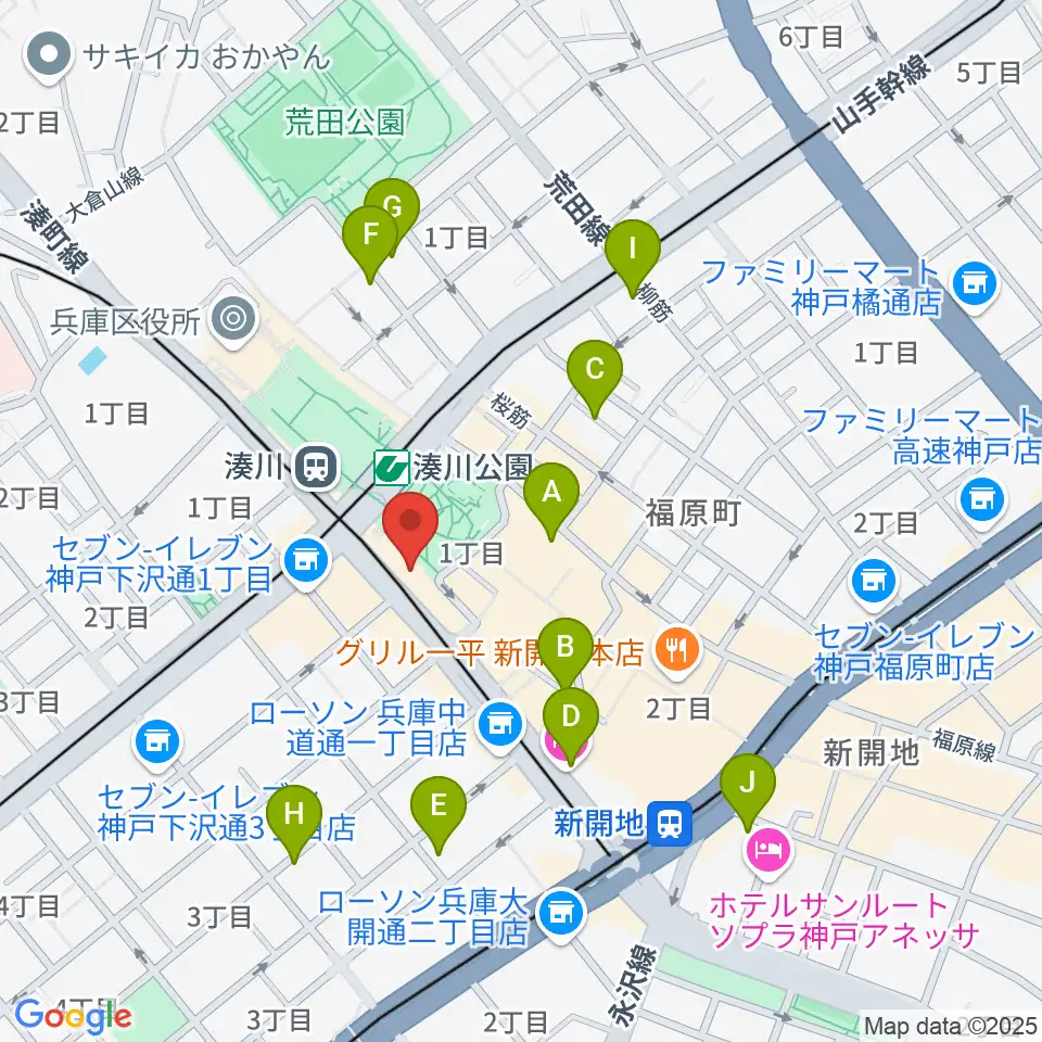 新開地MILKY SOUND周辺のホテル一覧地図