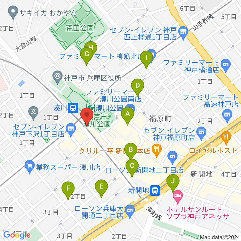 湊川 一番星食堂周辺のホテル一覧地図