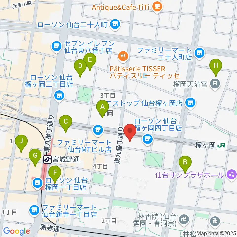 仙台音屋スタジオ＋周辺のホテル一覧地図