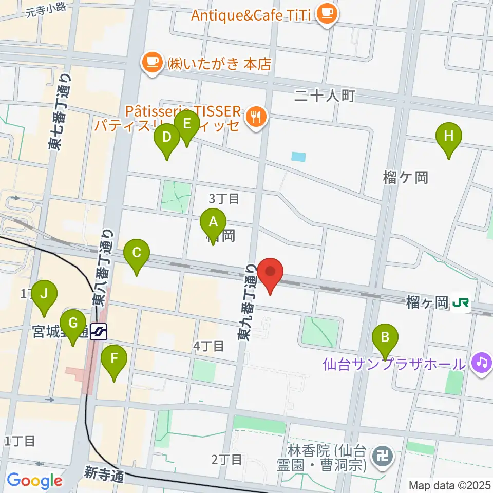 仙台音屋スタジオ＋周辺のホテル一覧地図