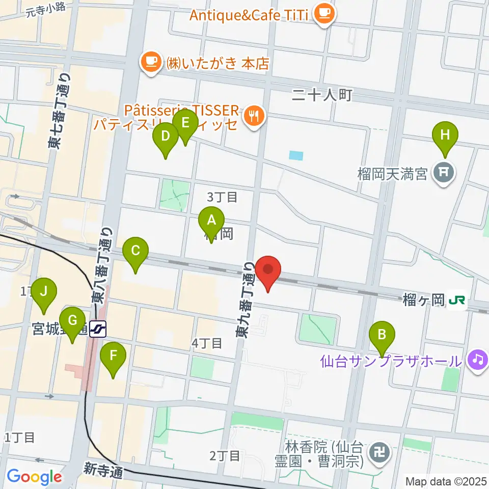 仙台音屋スタジオ＋周辺のホテル一覧地図