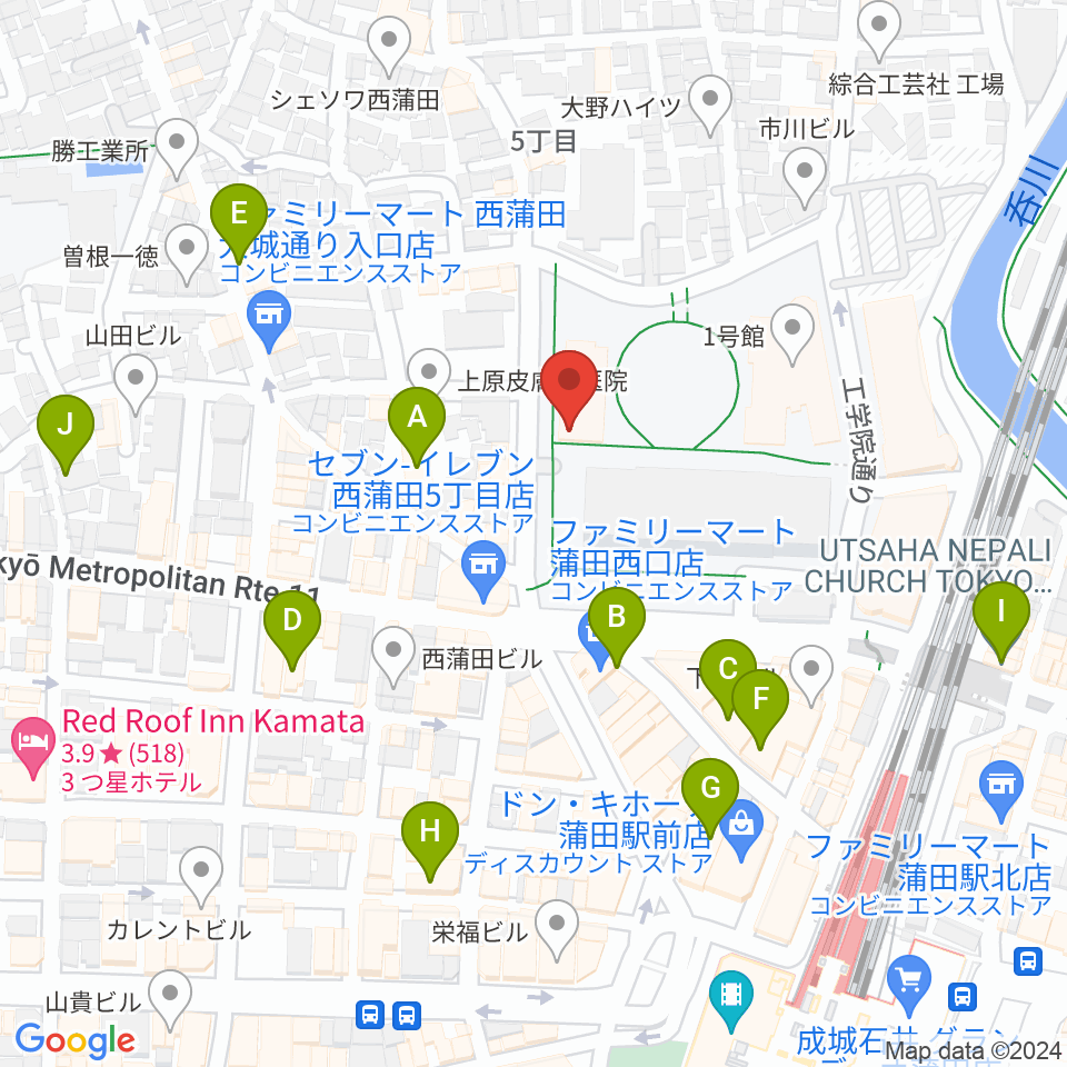 日本工学院アリーナ周辺のホテル一覧地図