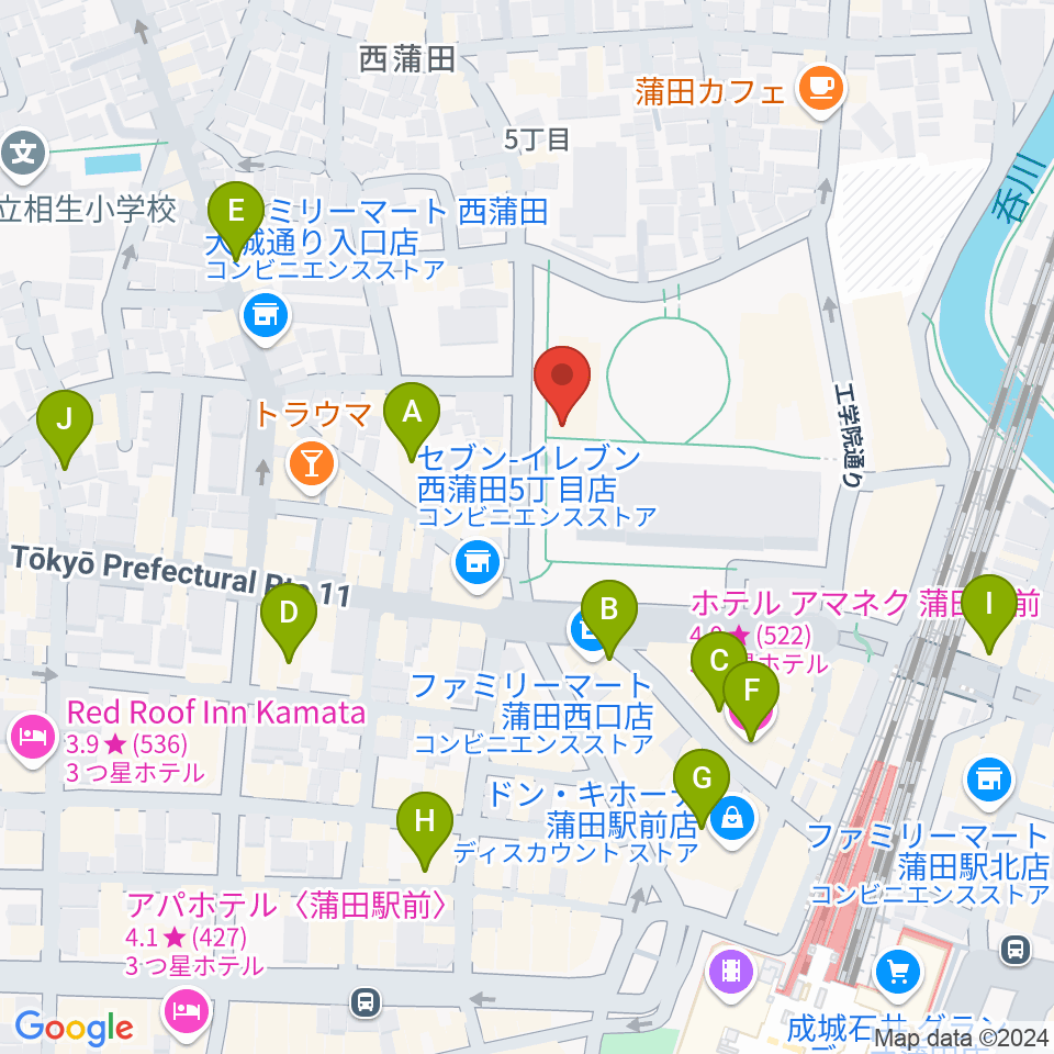 日本工学院アリーナ周辺のホテル一覧地図