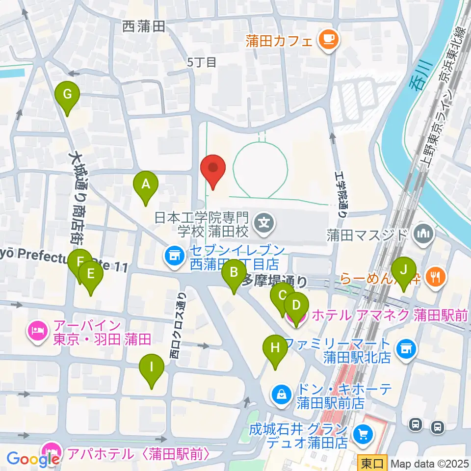 日本工学院アリーナ周辺のホテル一覧地図