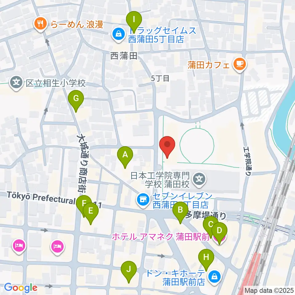 日本工学院アリーナ周辺のホテル一覧地図