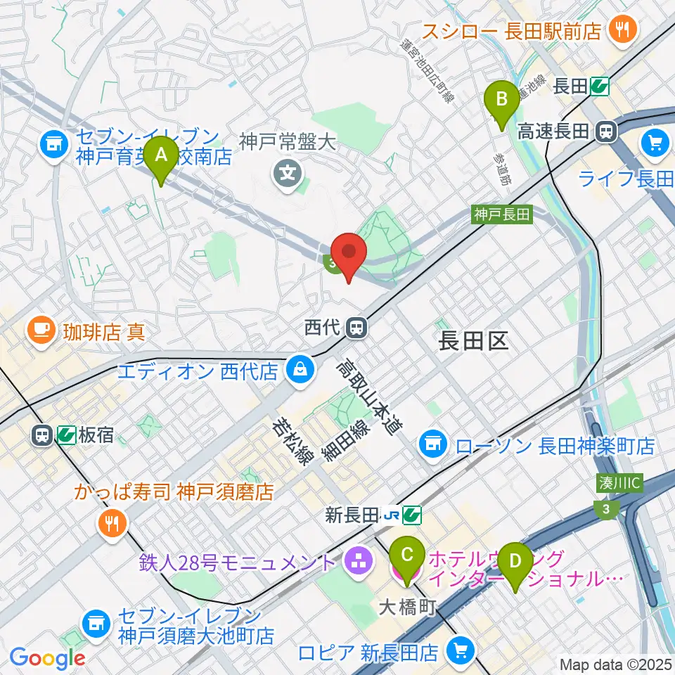 神戸常盤アリーナ周辺のホテル一覧地図