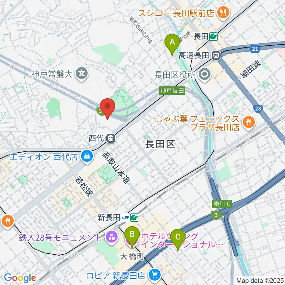 神戸常盤アリーナ周辺のホテル一覧地図