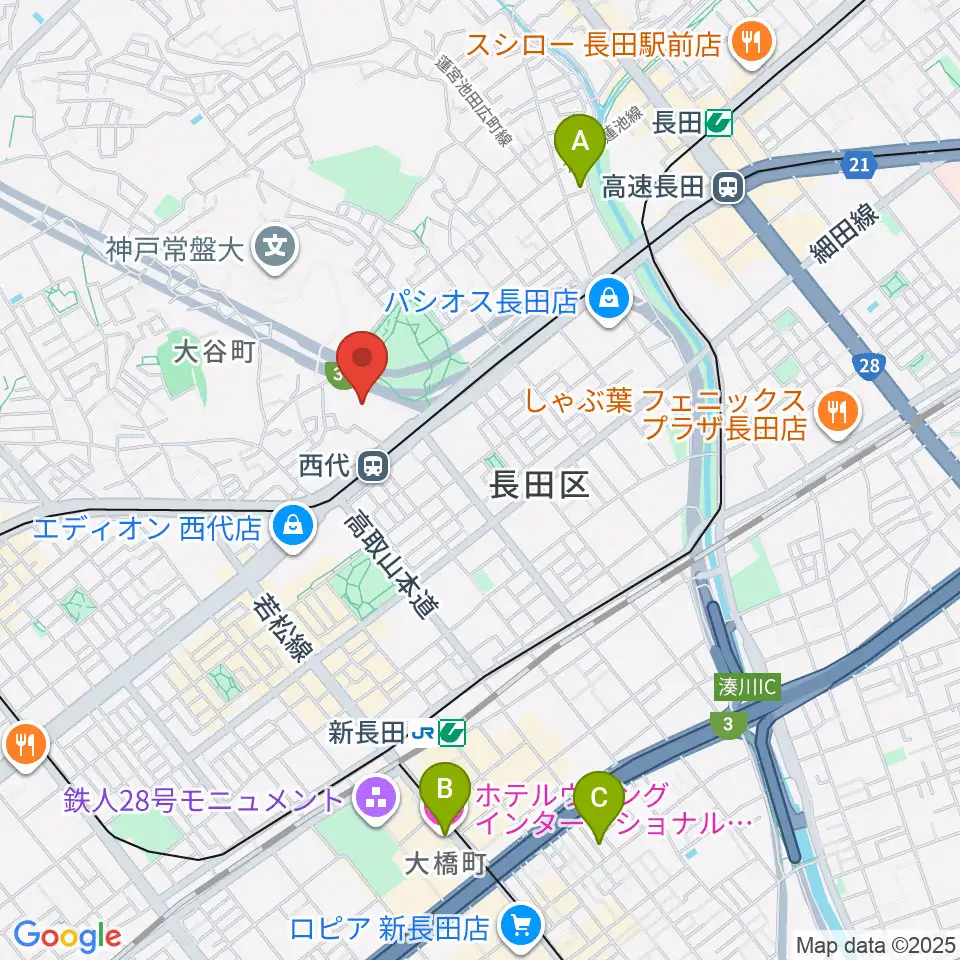 神戸常盤アリーナ周辺のホテル一覧地図