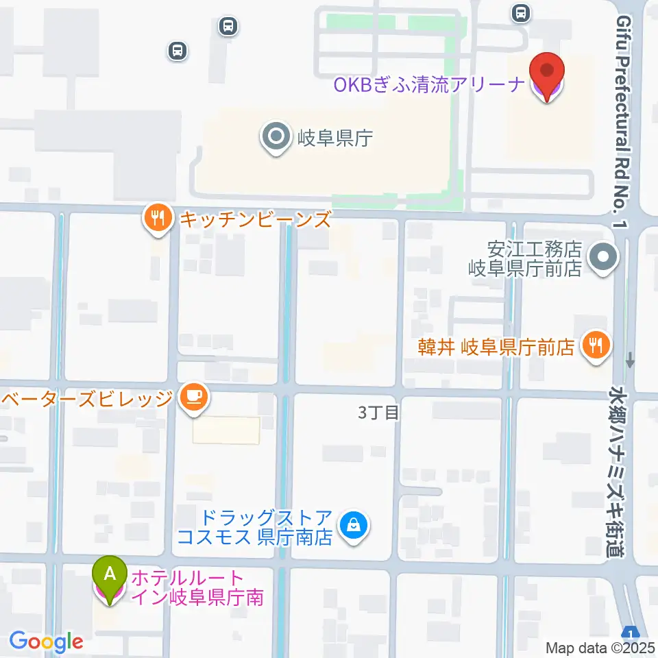 OKBぎふ清流アリーナ周辺のホテル一覧地図