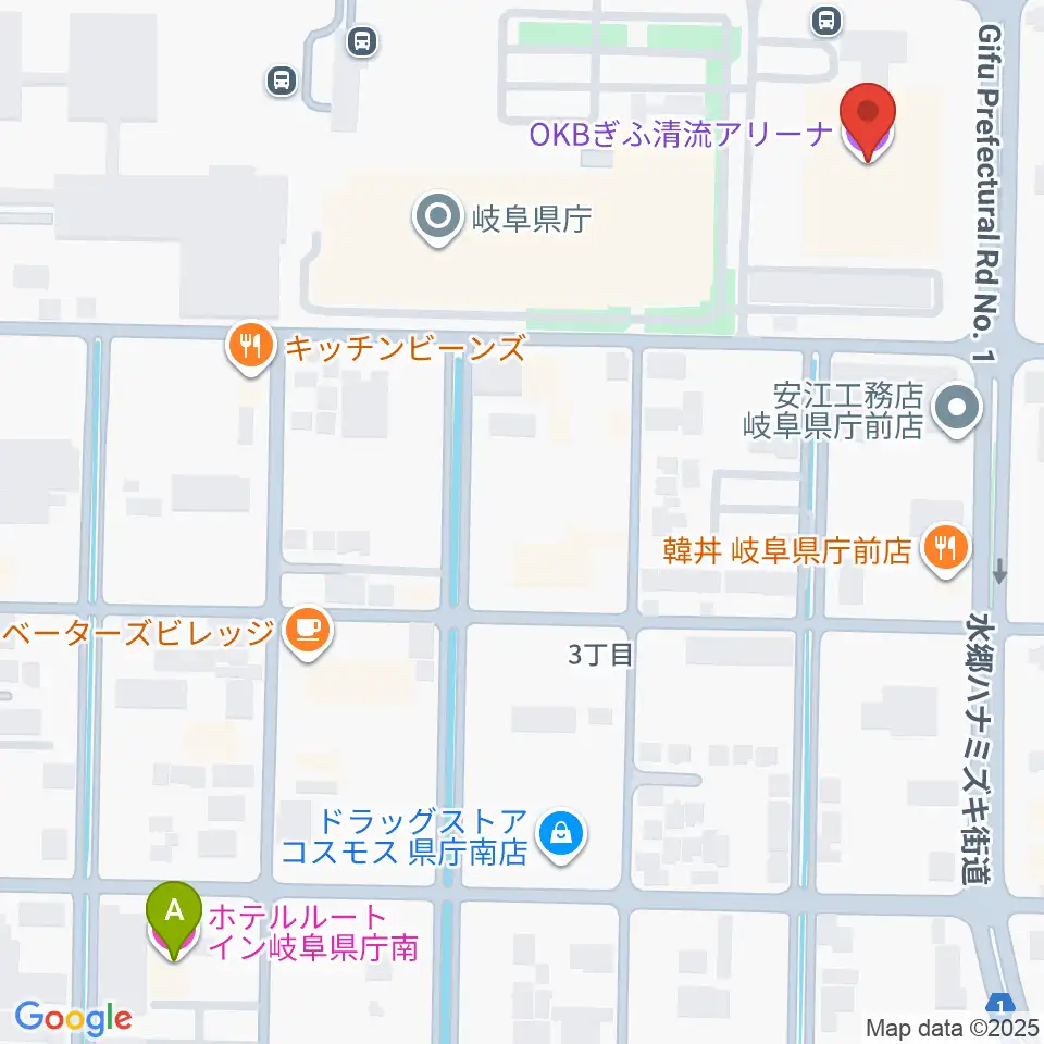 OKBぎふ清流アリーナ周辺のホテル一覧地図