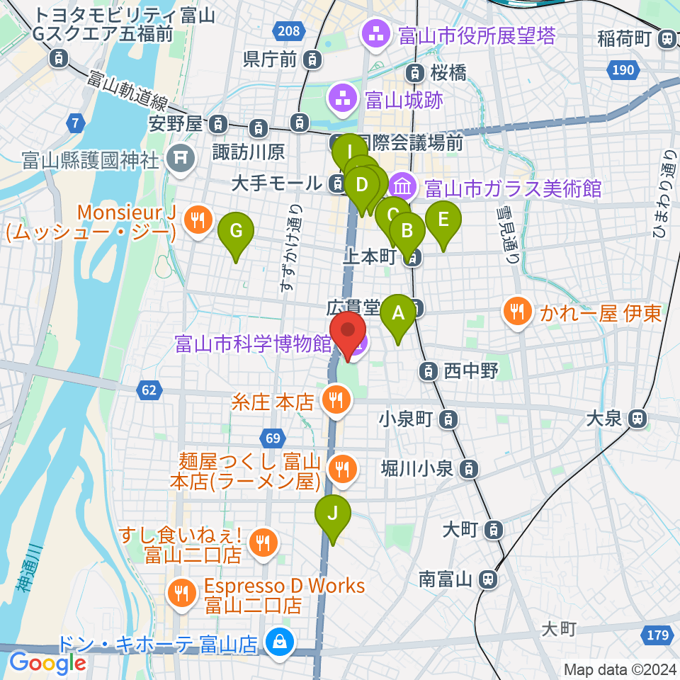 富山市科学博物館周辺のホテル一覧地図