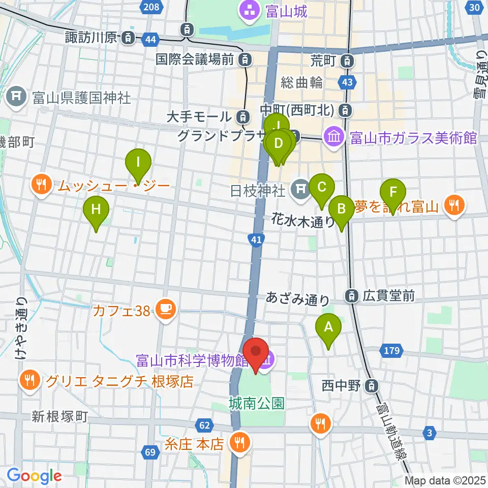 富山市科学博物館周辺のホテル一覧地図
