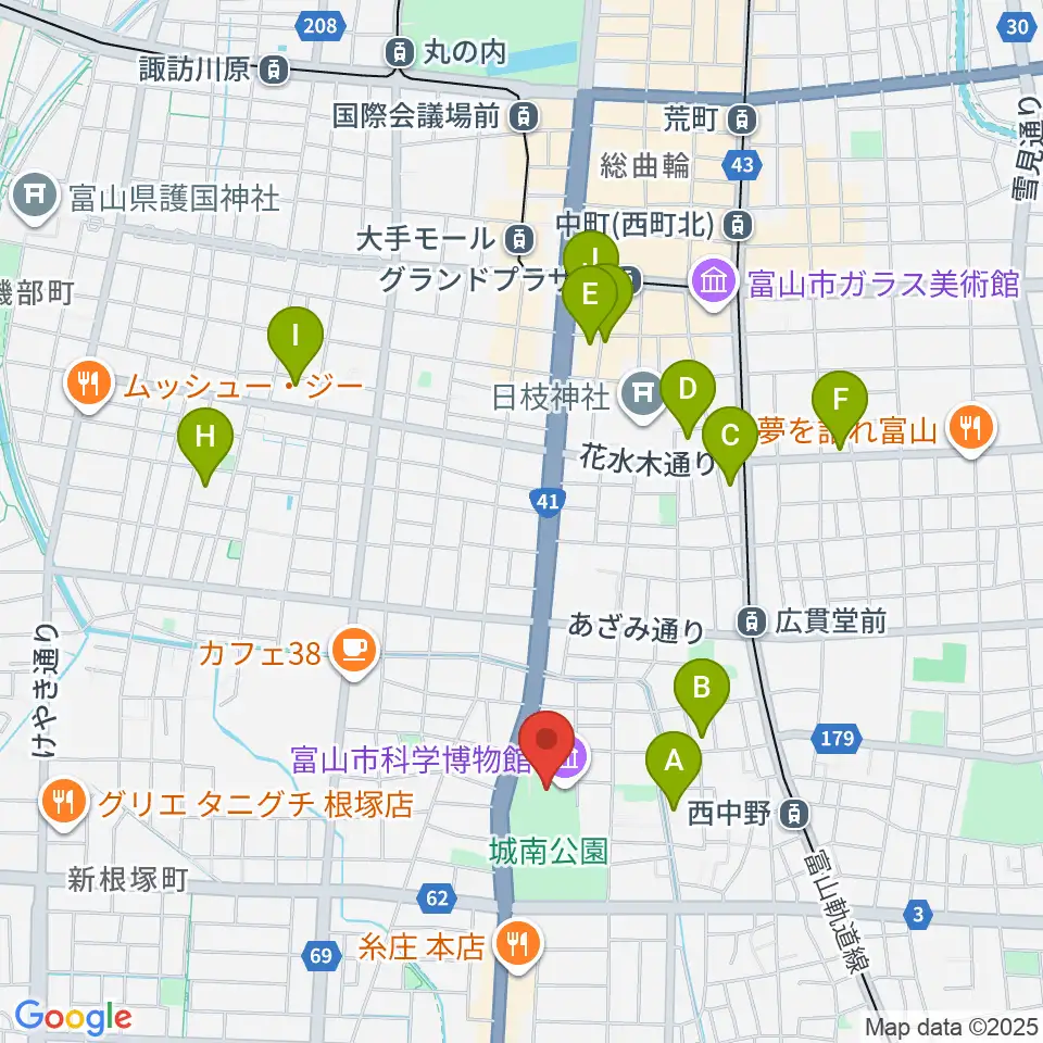富山市科学博物館周辺のホテル一覧地図