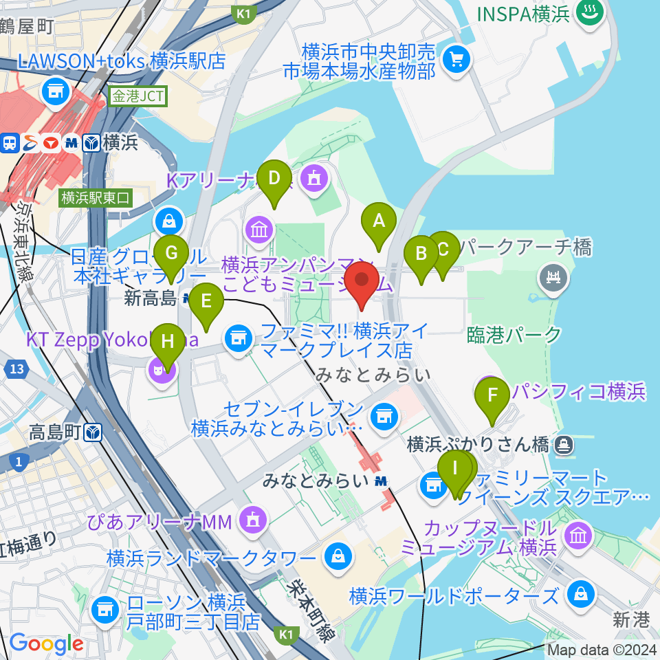 横浜みなとみらいブロンテ 周辺のホテル一覧地図