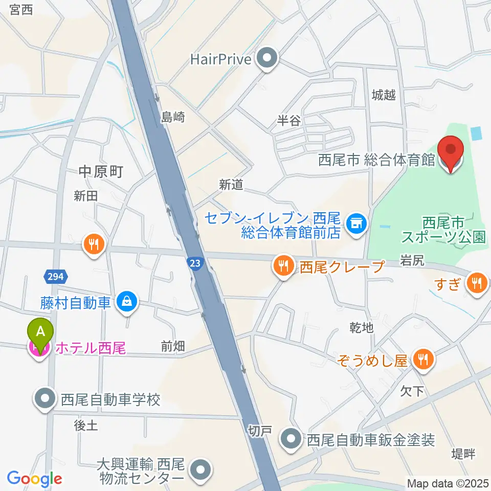 ダイセンアリーナ西尾周辺のホテル一覧地図
