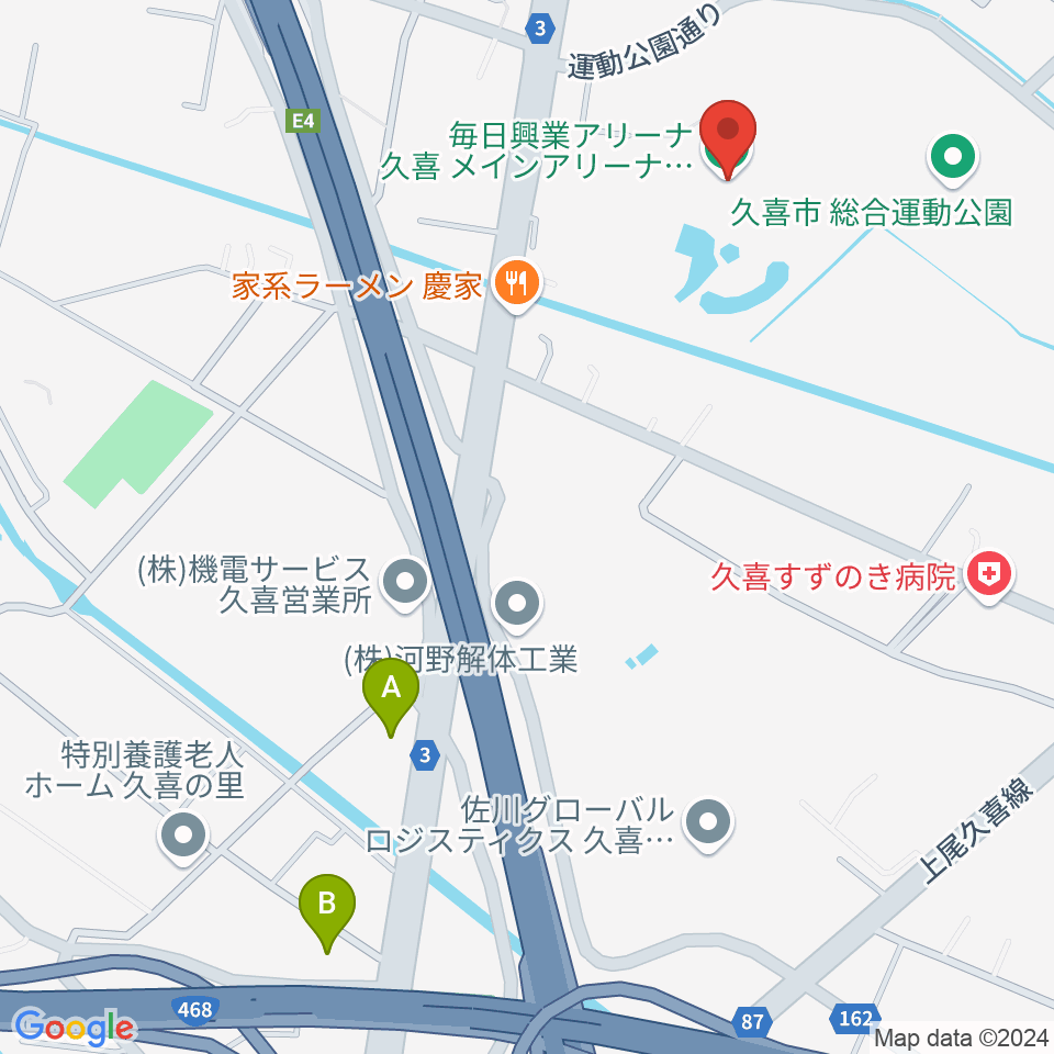 毎日興業アリーナ久喜周辺のホテル一覧地図