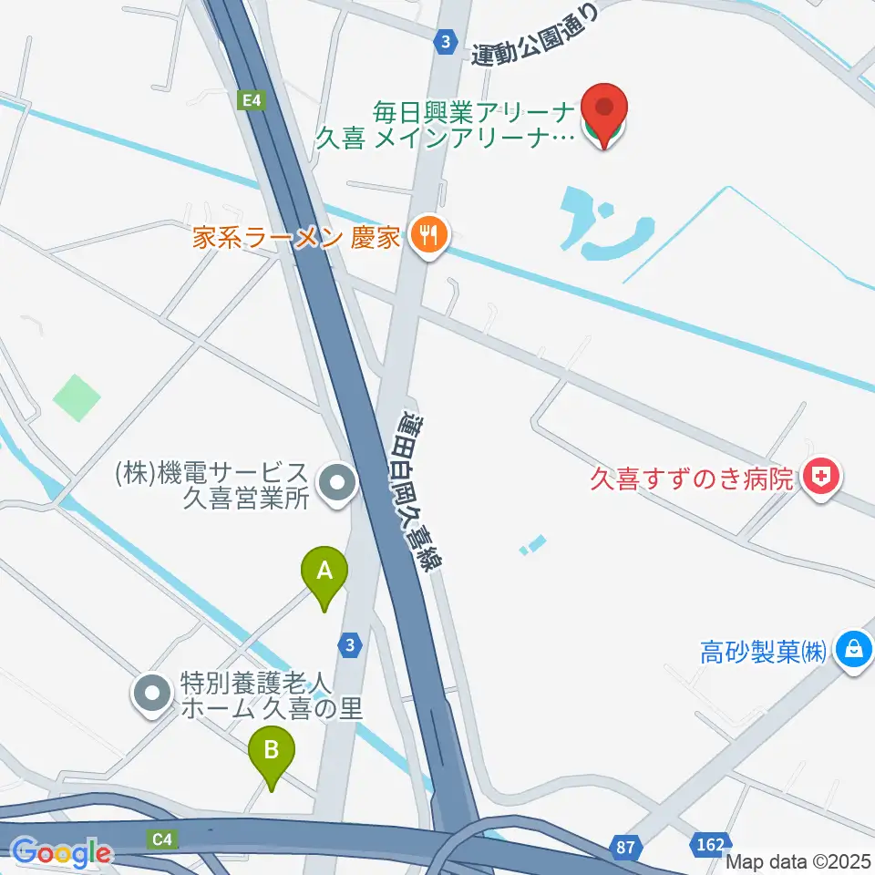 毎日興業アリーナ久喜周辺のホテル一覧地図