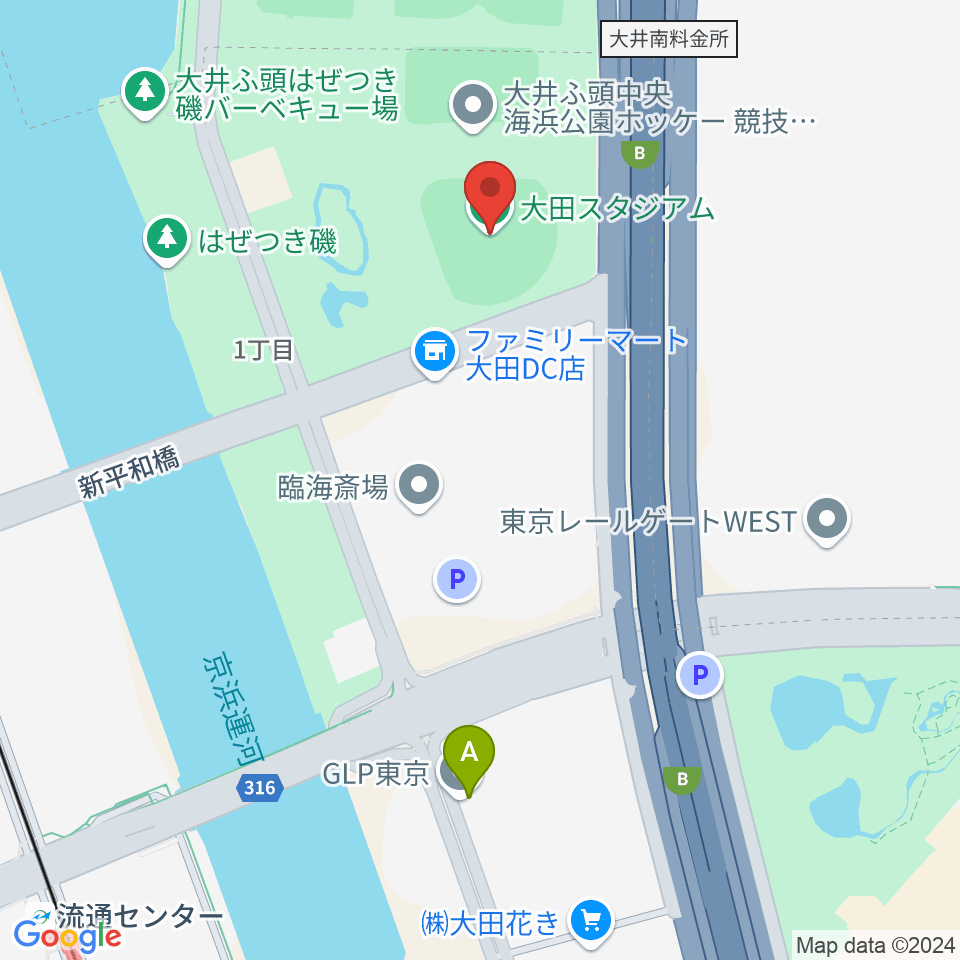 大田スタジアム周辺のホテル一覧地図