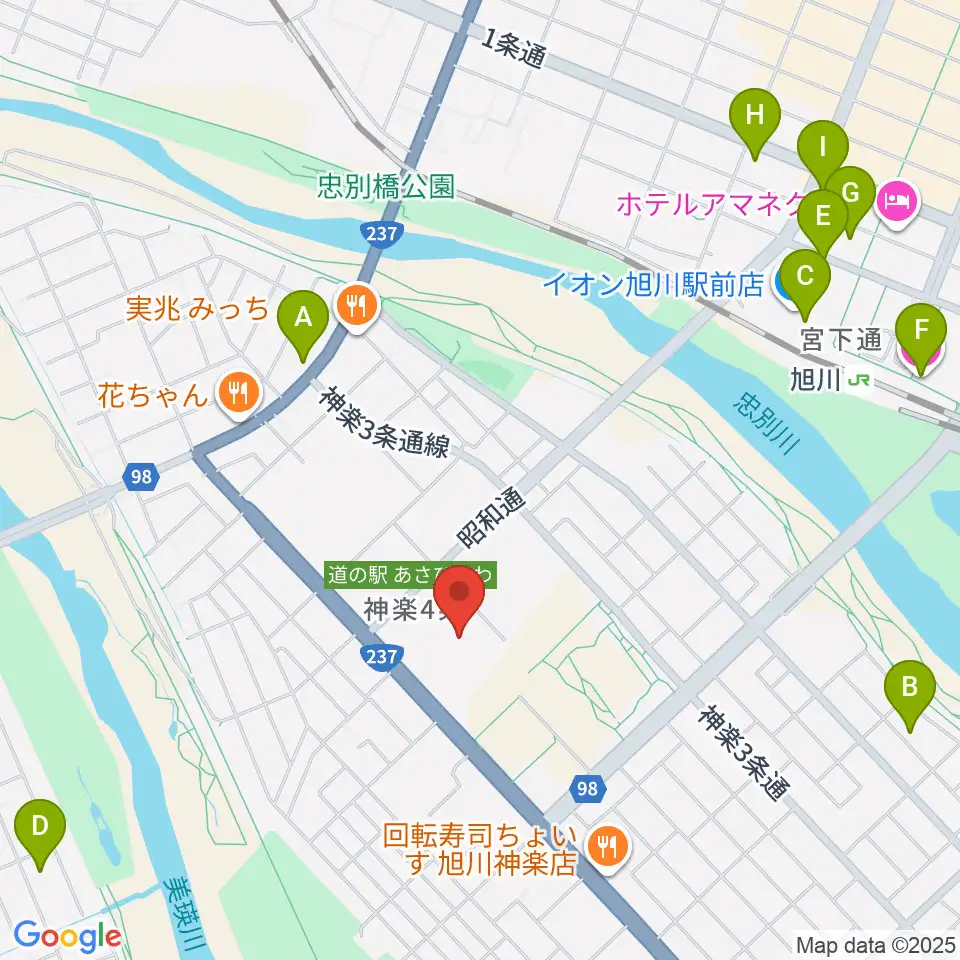 道北アークス大雪アリーナ周辺のホテル一覧地図