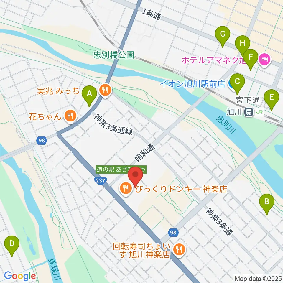 道北アークス大雪アリーナ周辺のホテル一覧地図