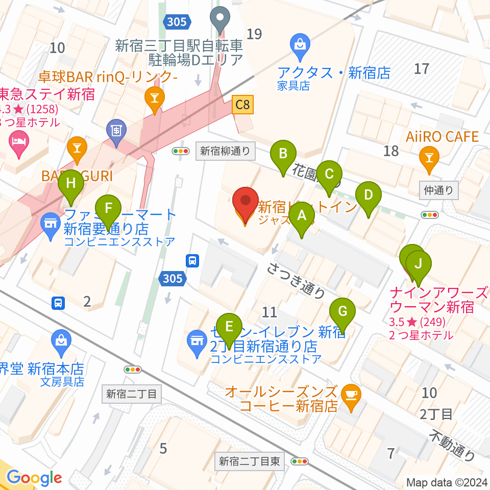 スタジオピットイン周辺のホテル一覧地図