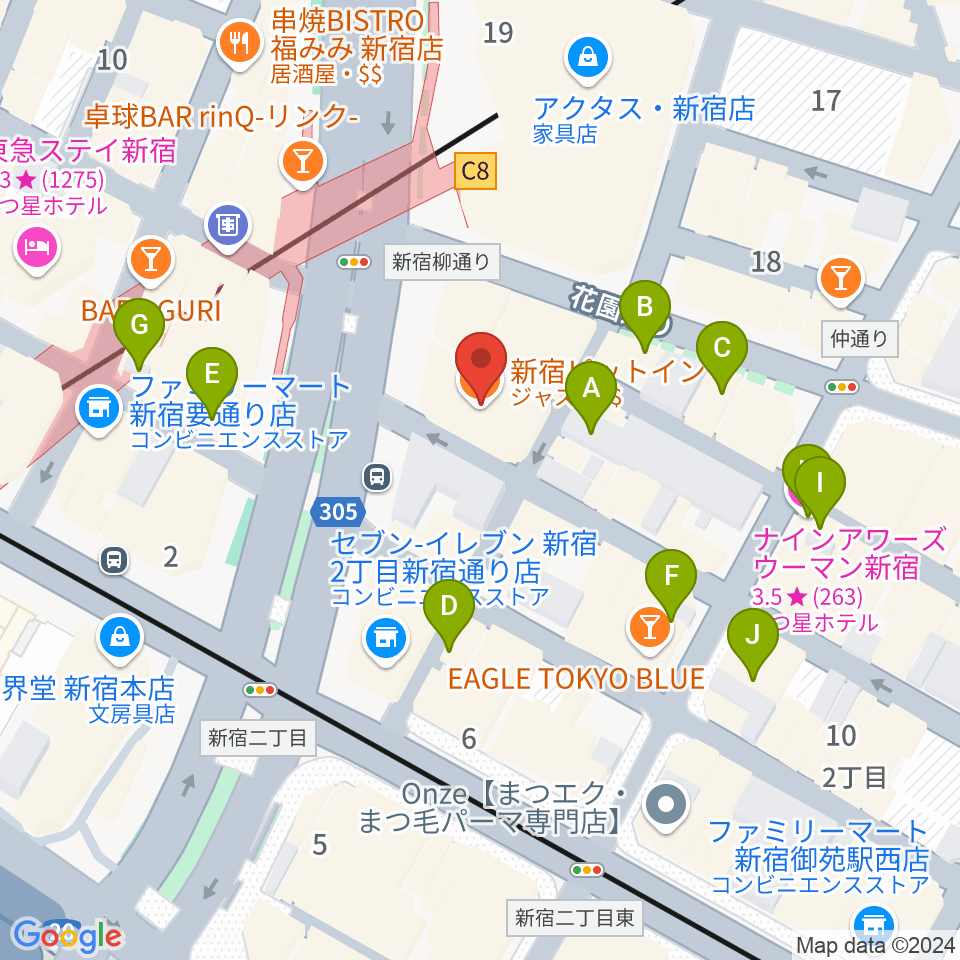 スタジオピットイン周辺のホテル一覧地図