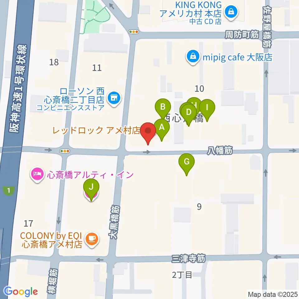 心斎橋Anima周辺のホテル一覧地図