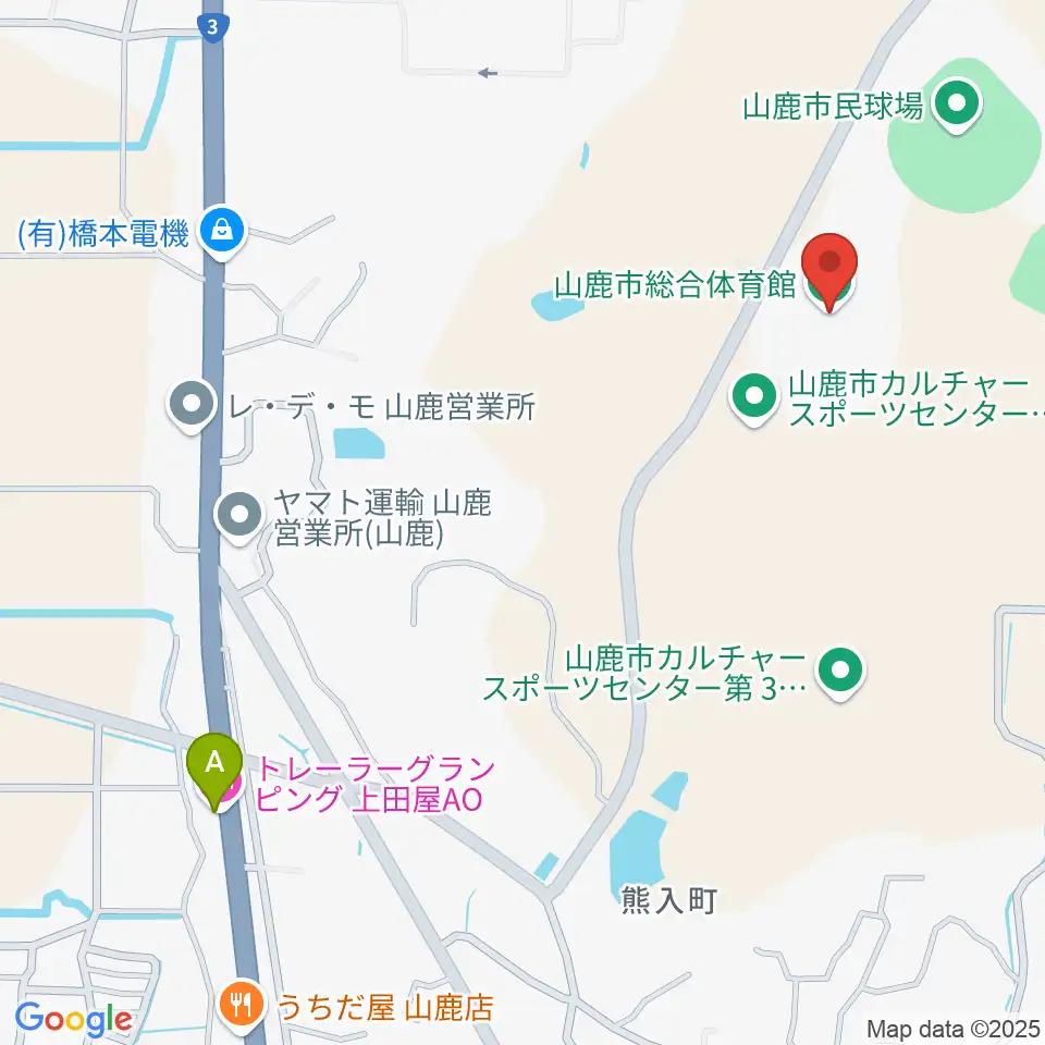 山鹿市総合体育館周辺のホテル一覧地図