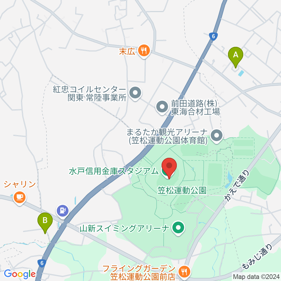 水戸信用金庫スタジアム周辺のホテル一覧地図