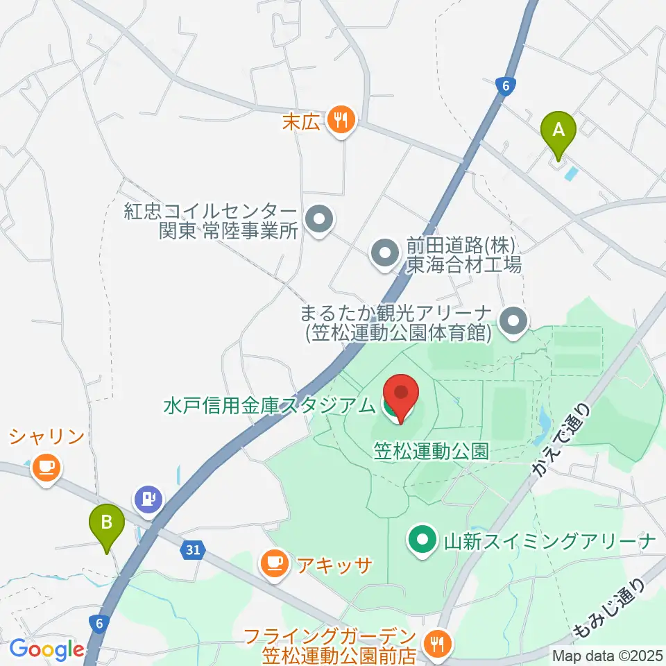 水戸信用金庫スタジアム周辺のホテル一覧地図