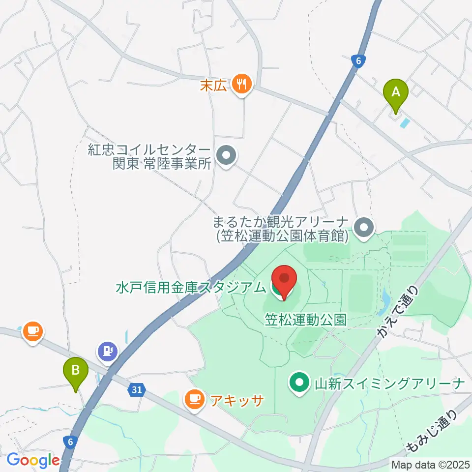 水戸信用金庫スタジアム周辺のホテル一覧地図
