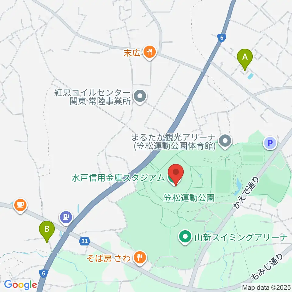 水戸信用金庫スタジアム周辺のホテル一覧地図