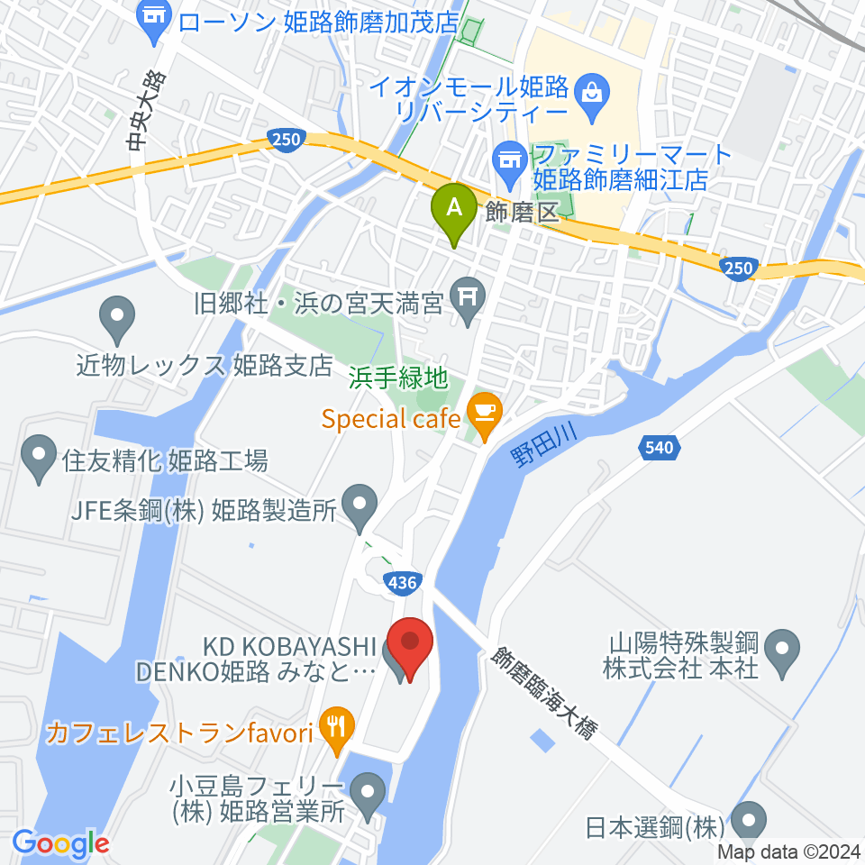 KD姫路みなとドーム周辺のホテル一覧地図