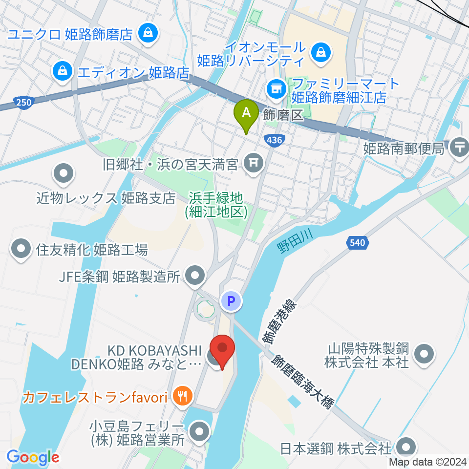 KD姫路みなとドーム周辺のホテル一覧地図