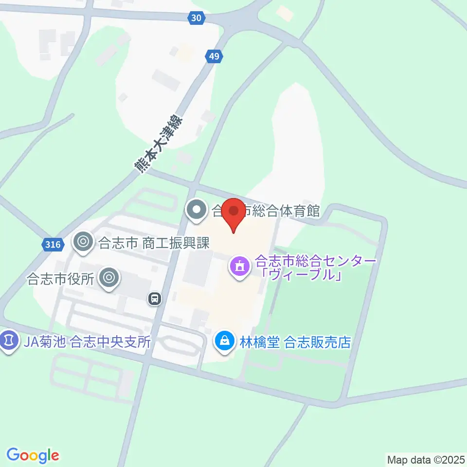 合志市総合体育館周辺のホテル一覧地図