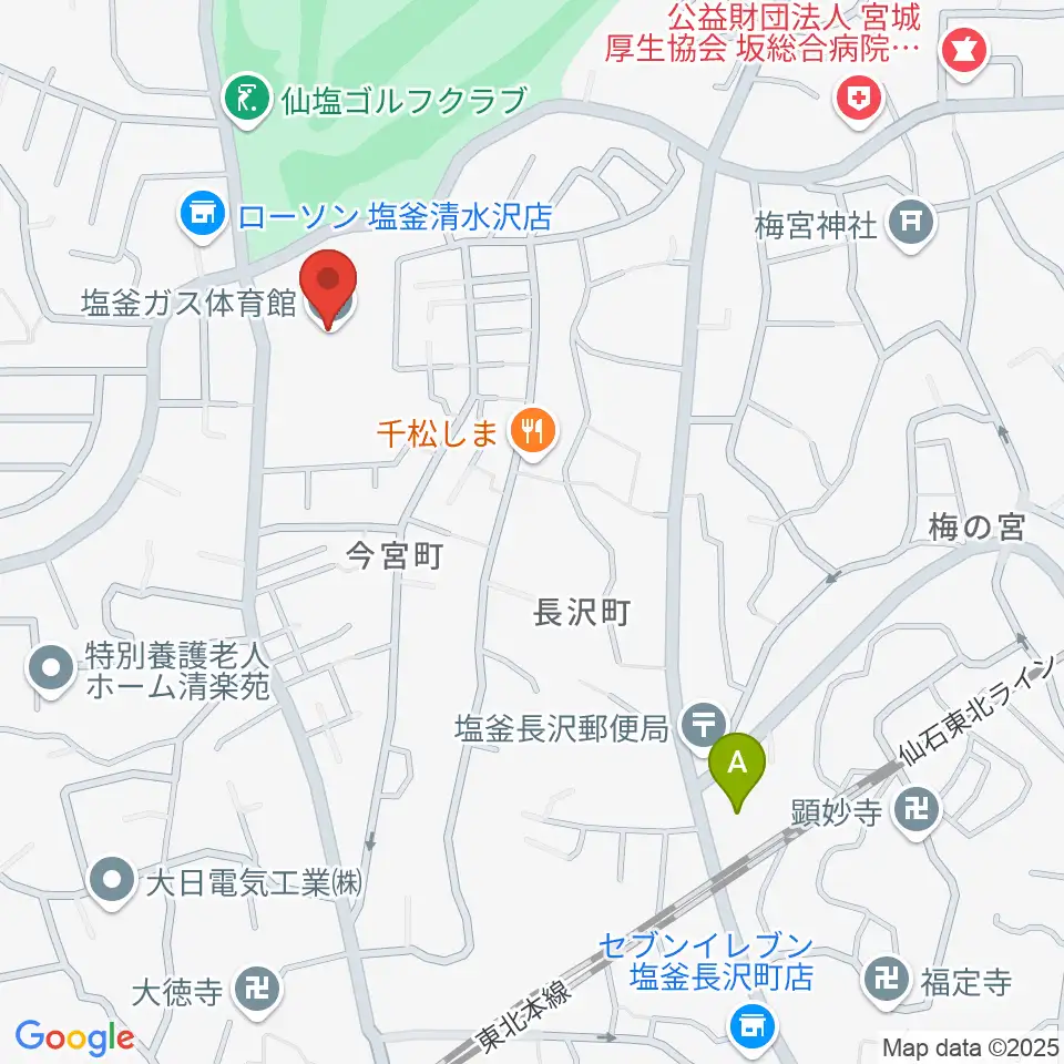 塩釜ガス体育館周辺のホテル一覧地図