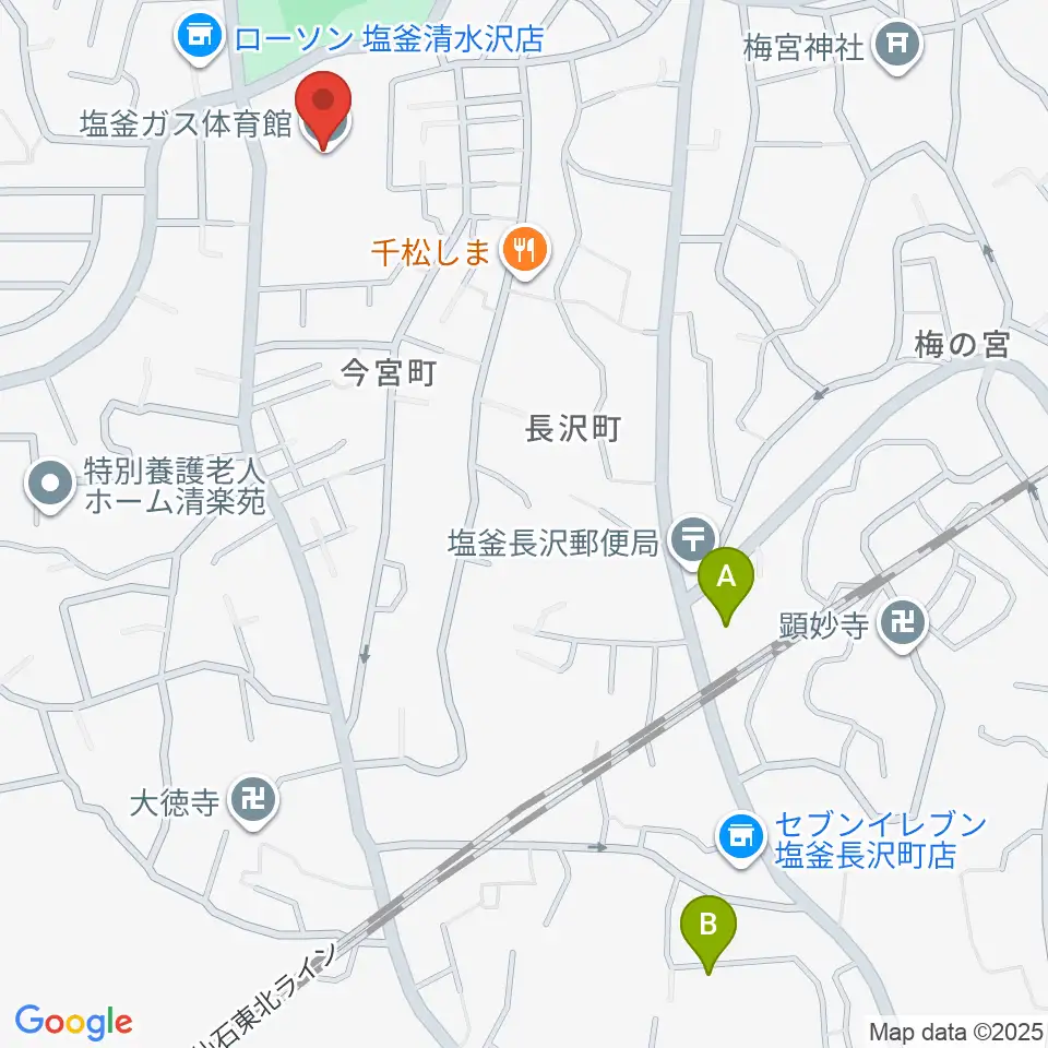 塩釜ガス体育館周辺のホテル一覧地図