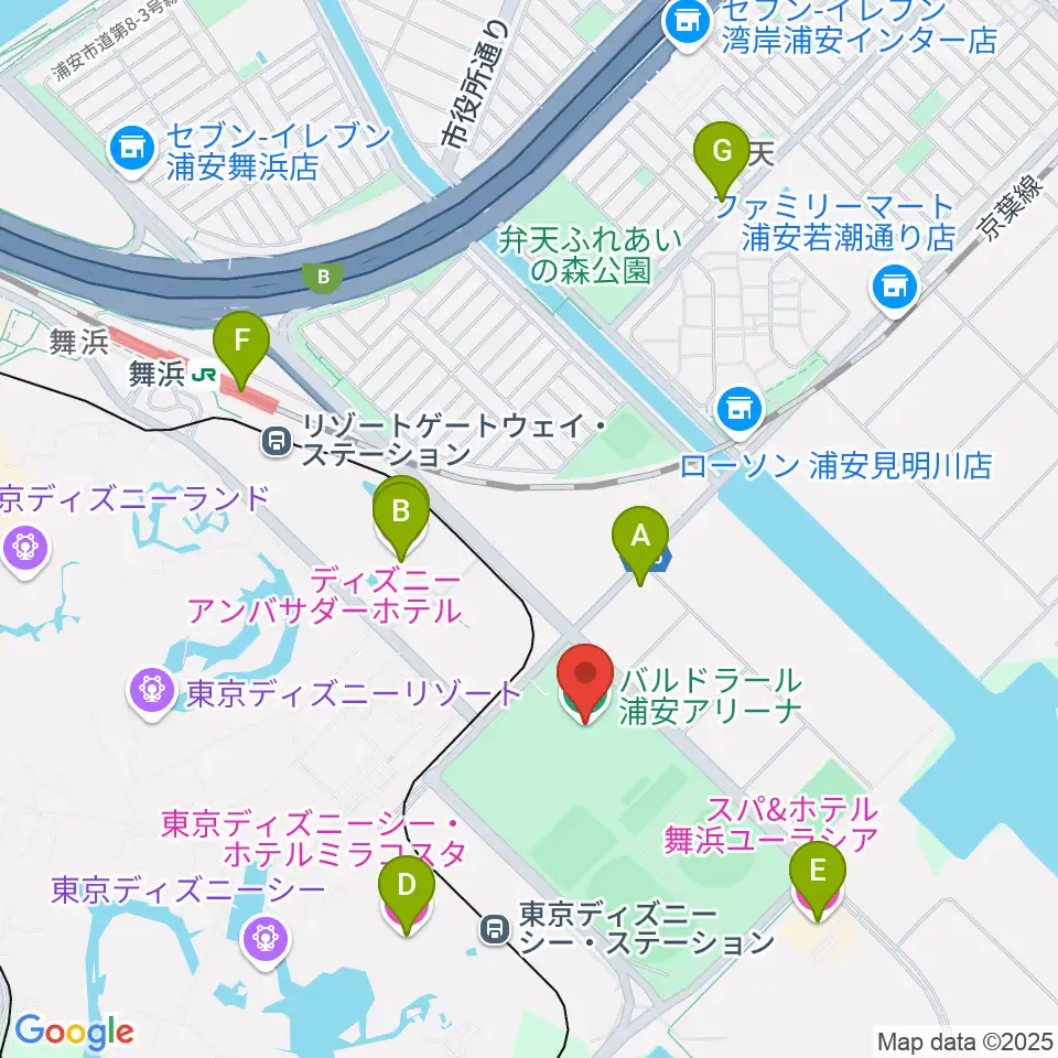 バルドラール浦安アリーナ周辺のホテル一覧地図
