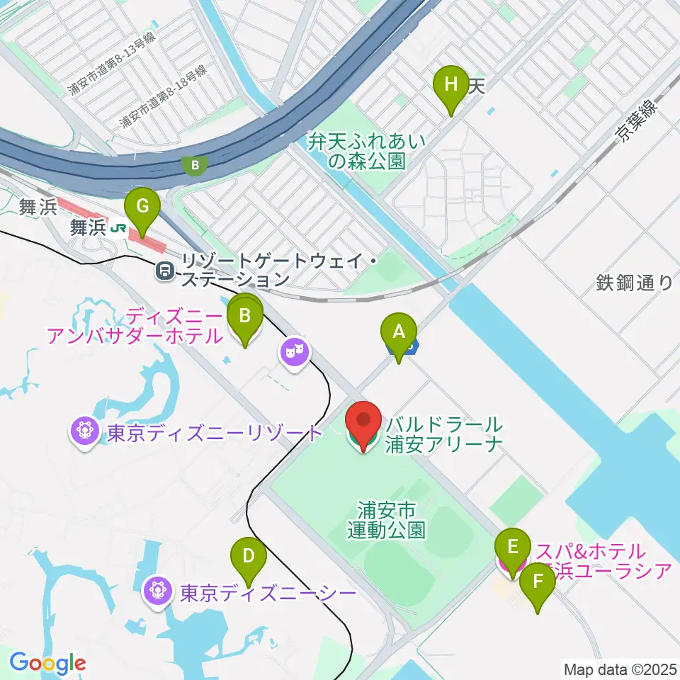 バルドラール浦安アリーナ周辺のホテル一覧地図