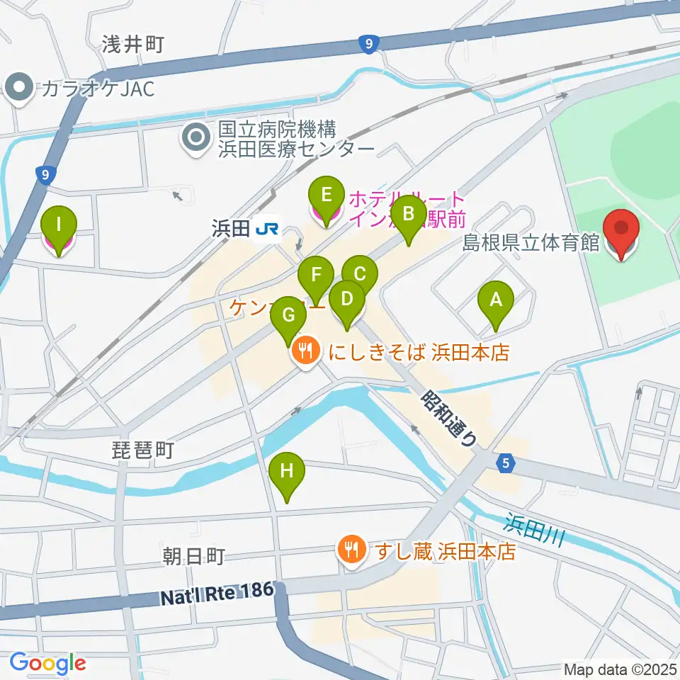 島根県立体育館周辺のホテル一覧地図