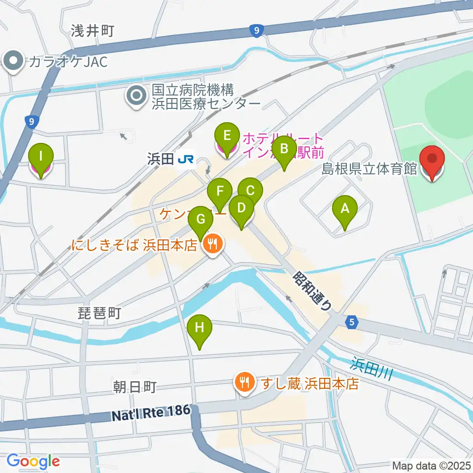 島根県立体育館周辺のホテル一覧地図