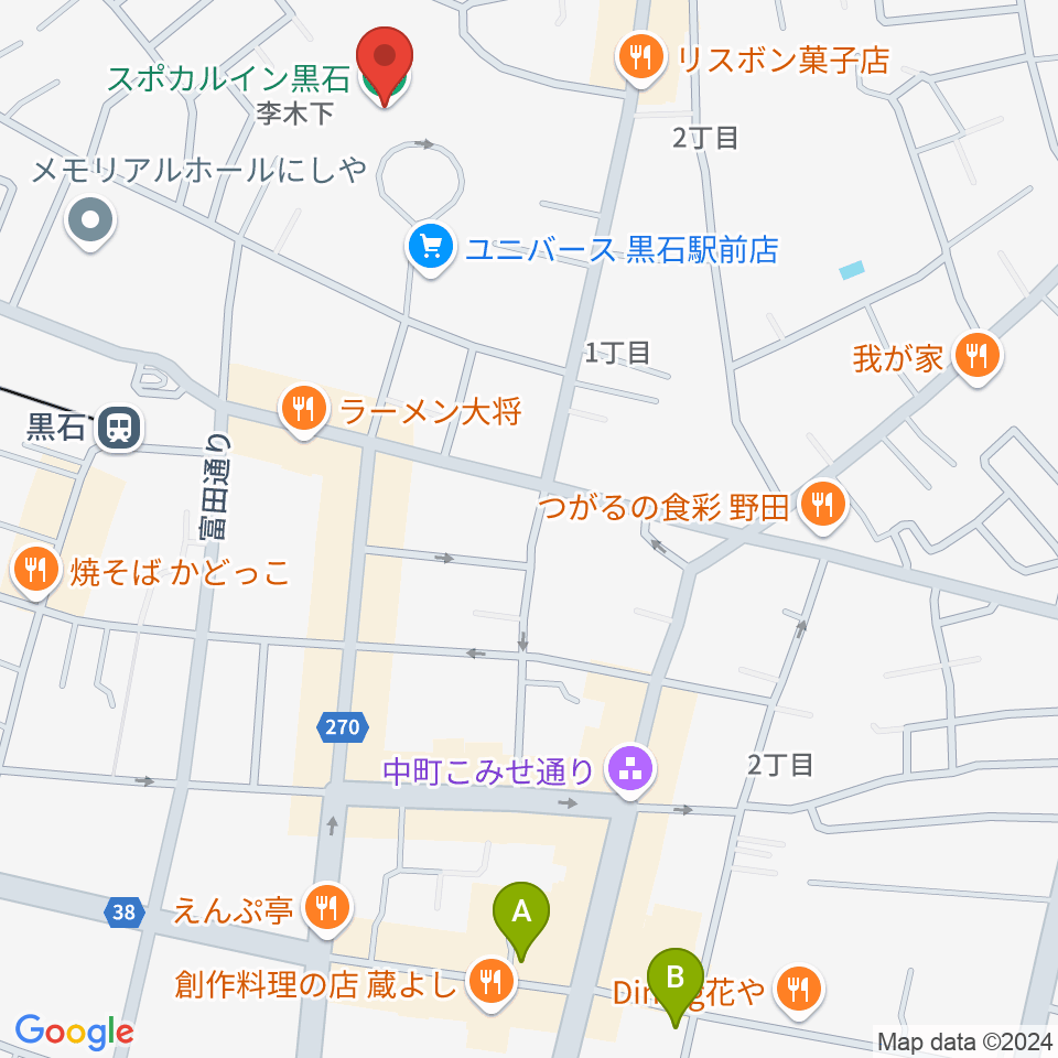 スポカルイン黒石周辺のホテル一覧地図