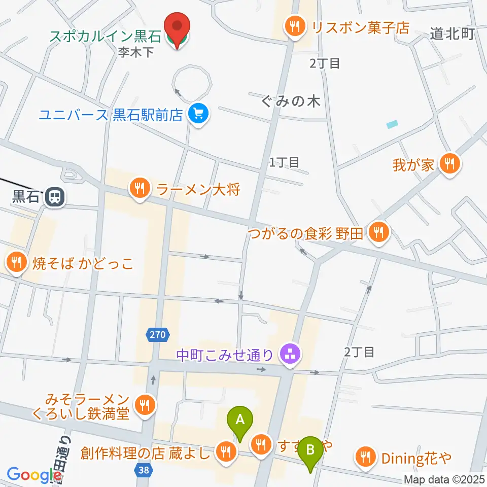 スポカルイン黒石周辺のホテル一覧地図