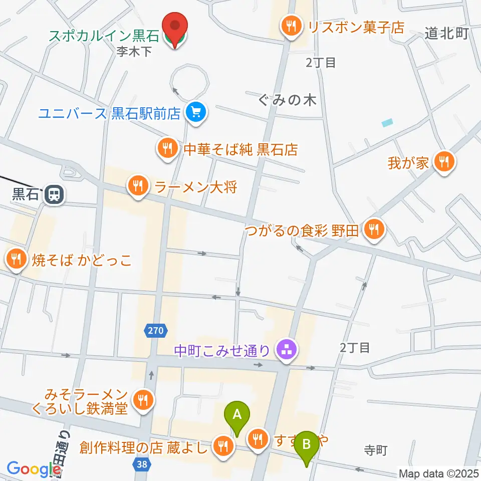 スポカルイン黒石周辺のホテル一覧地図