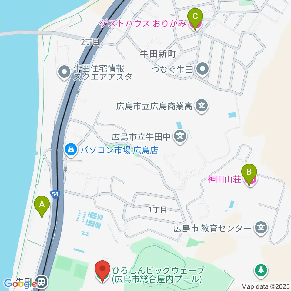 ひろしんビッグウェーブ周辺のホテル一覧地図