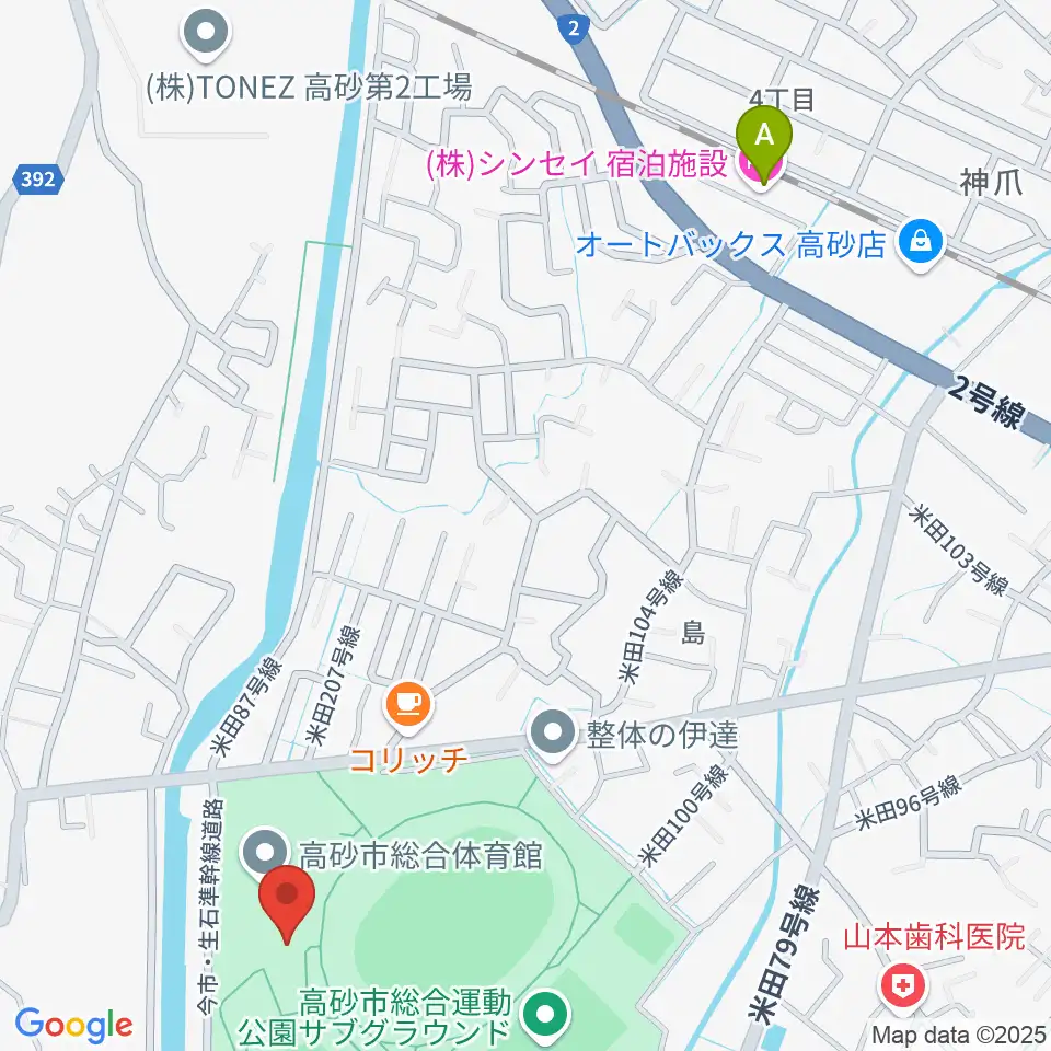 高砂市総合体育館周辺のホテル一覧地図
