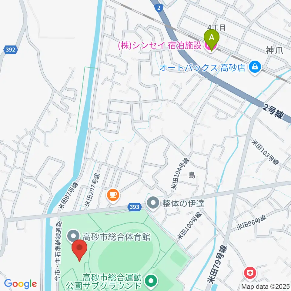 高砂市総合体育館周辺のホテル一覧地図